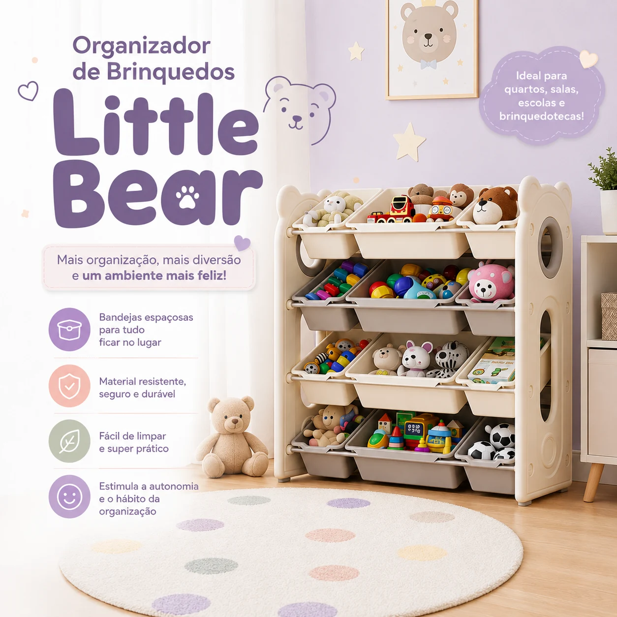 Organizador Little Bear fundo branco