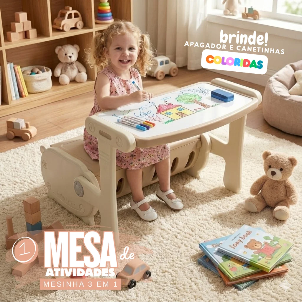 Mesinha Play Table 3 em 1 fundo branco